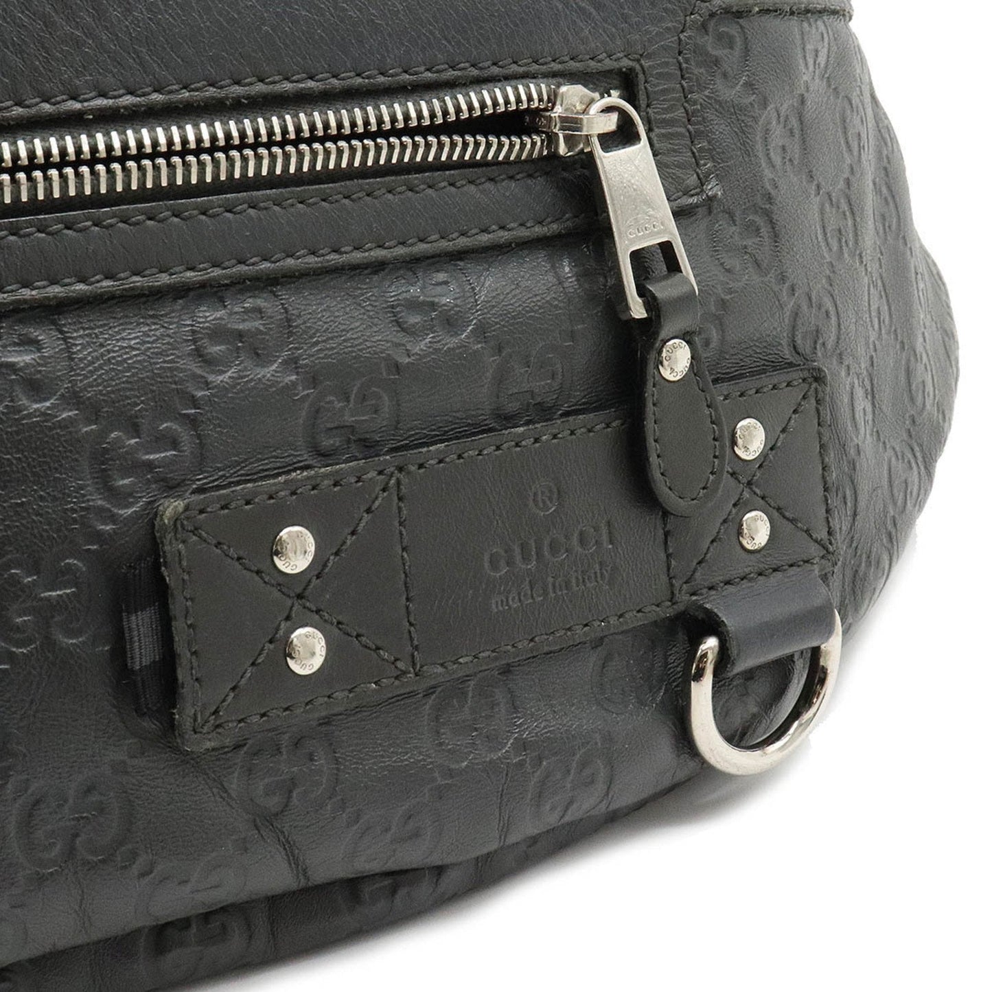 Gucci Shima Body Bag Hip Waist Pouch Rubber Coated Leather Gray 246409