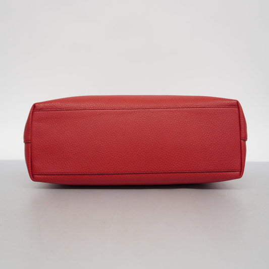 GUCCIAuth Interlocking G 510302 Women's Leather Shoulder Bag Red Color