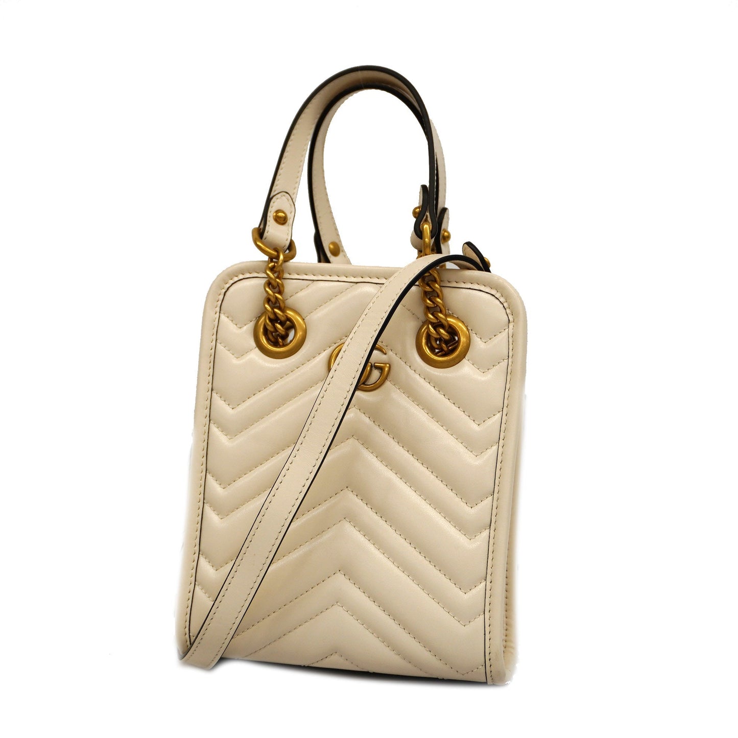 GUCCIAuth GG Marmont 2WAY Bag 696123 Women's Leather Handbag,Shoulder Bag Ivory