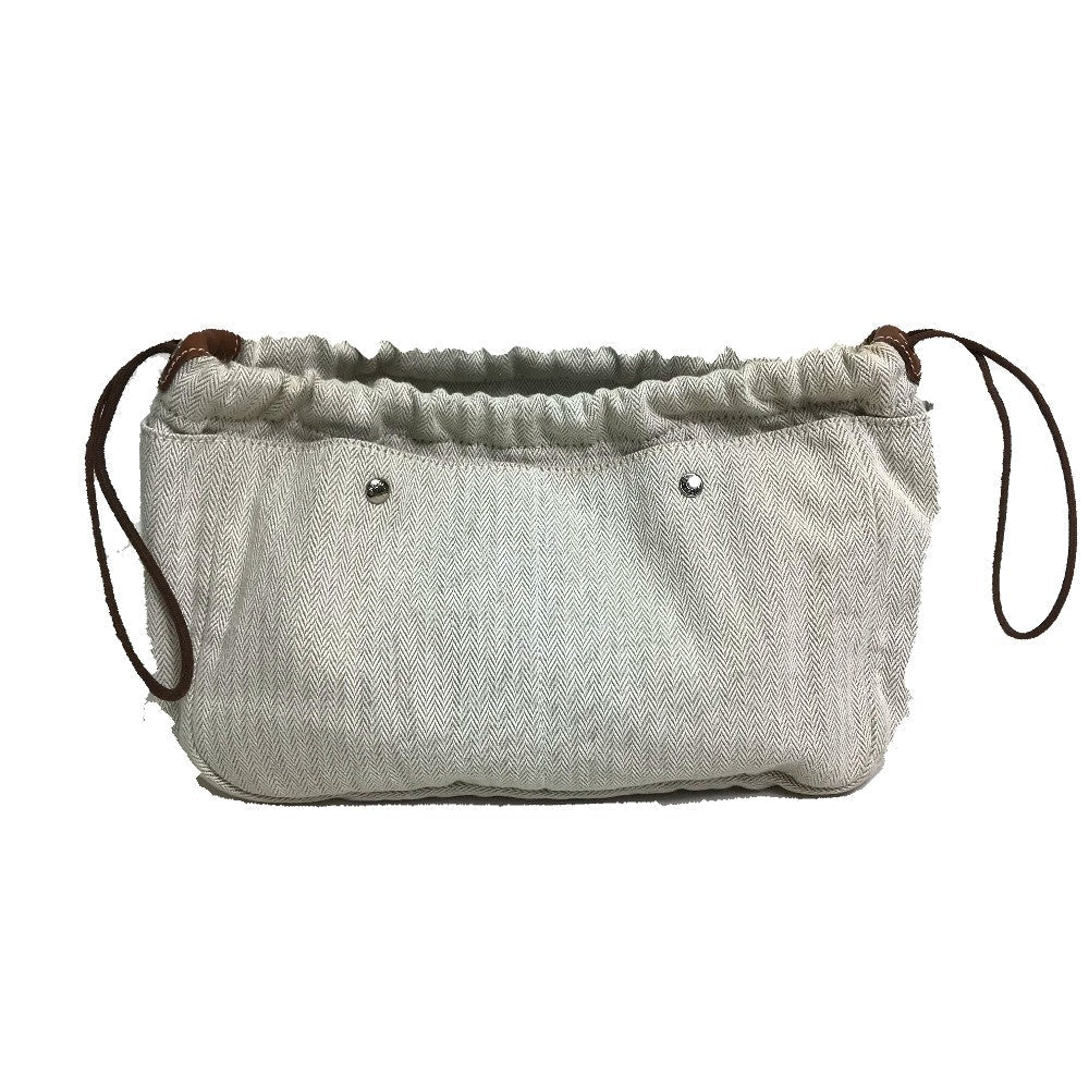 HERMES Pouch Towal chevron Beige type Foolby 25 Women Used