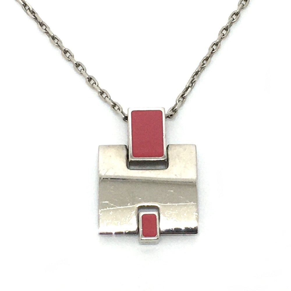 HERMES Necklace metal Pink x Silver H motif Eileen unisex(Unisex) Used