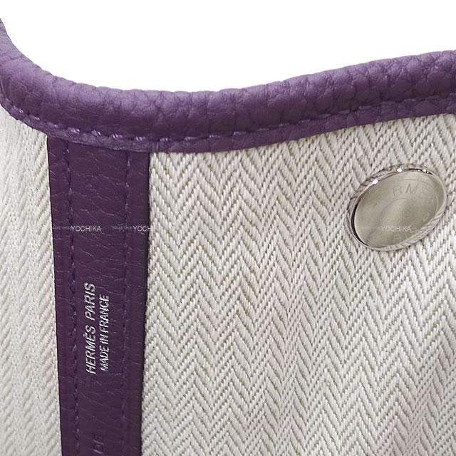 HERMES tote bag Garden Party 36 PM All Leather Cassis Veau Negonda Silver HW Stamp