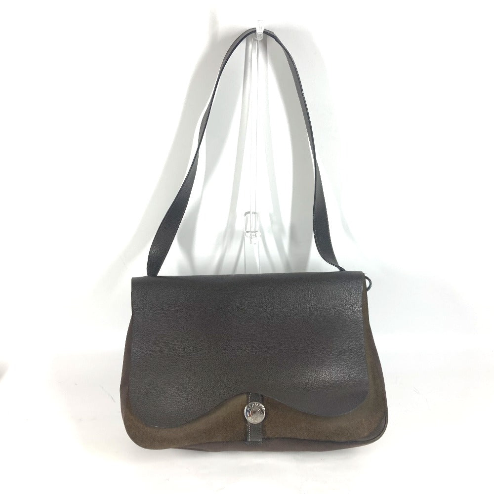 HERMES Shoulder Bag Canvas / leather Brown Sac Colorado GM Women Used