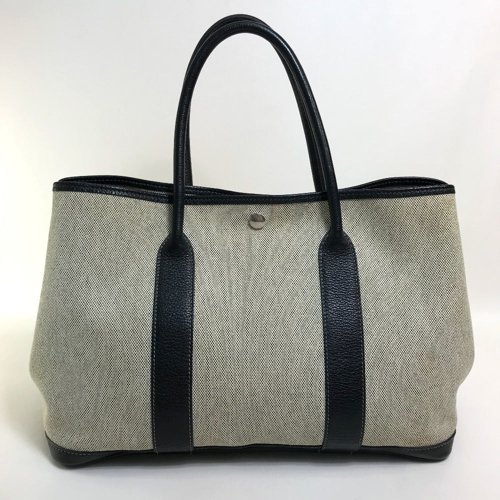 HERMES Tote Bag Toilet ash / buffle skipper Black x Natural Garden party PM Women Used