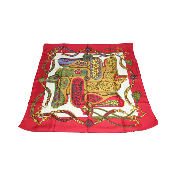 HERMES scarf silk Red Carre90 scarf Festival Women Used