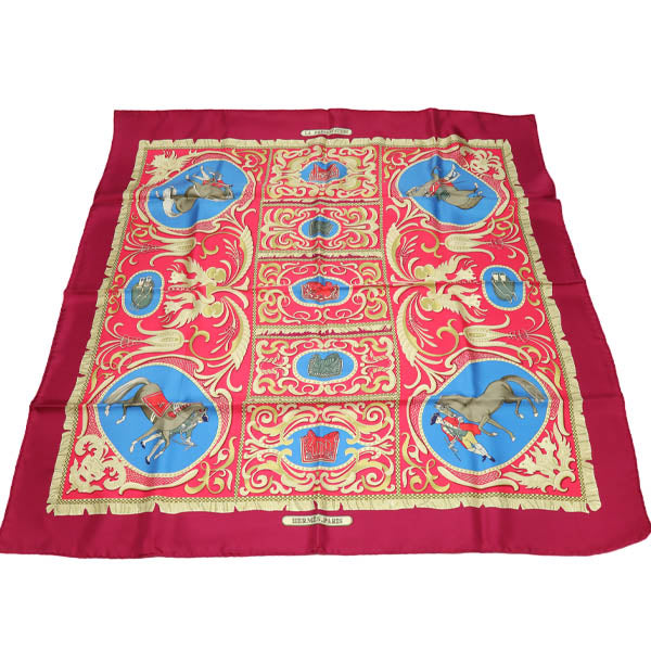 HERMES scarf silk purple Carre90 Knight carriage LA PRESENTATION Women Used