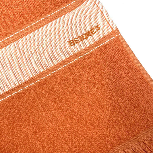 HERMES towel cotton Orange Bath towel Interior Throw Blanket Yachting logo Women Used