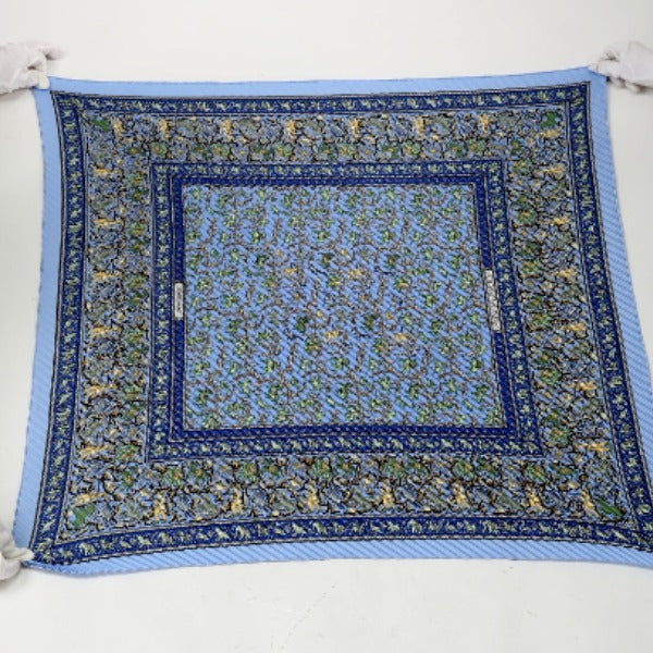 HERMES scarf silk blue 100% silk Pleated Women Used