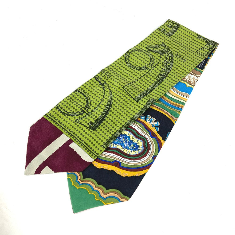 HERMES scarf silk green Twill up Women Used