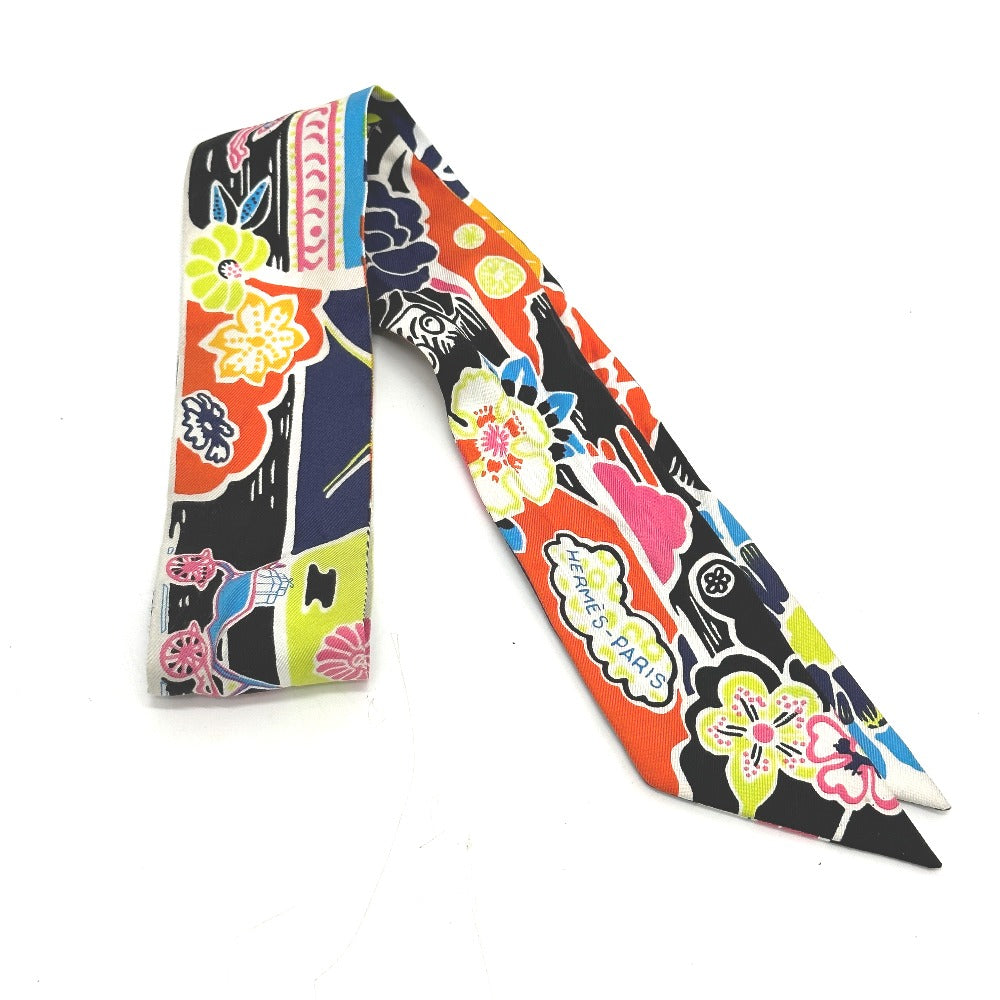 HERMES scarf silk multicolor flour Bingata Bingata Women Used