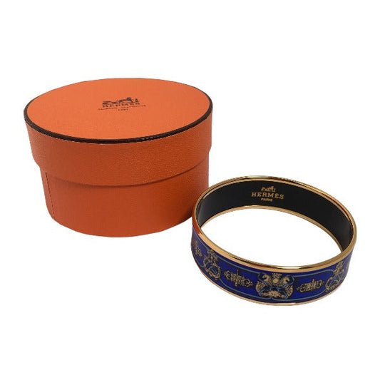 HERMES Bangle Metal, cloisonn blue Bangle Gold Plated Emile Women(Unisex) Used