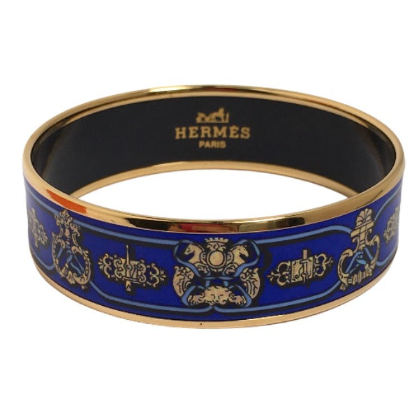 HERMES Bangle Metal, cloisonn blue Bangle Gold Plated Emile Women(Unisex) Used