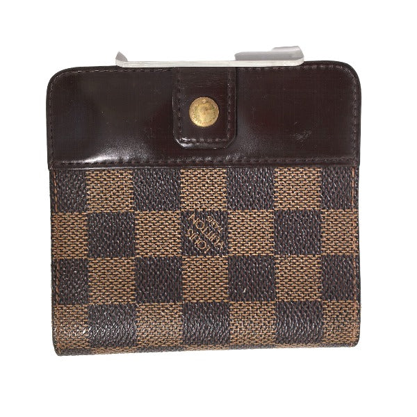 LOUIS VUITTON Bifold Wallet N61668 Damier canvas Brown Wallet with pocket zipper for cards Damier Compact zip unisex(Unisex) Used
