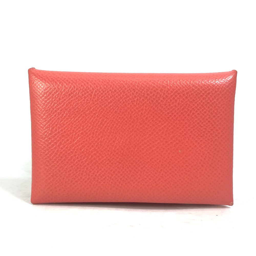 HERMES Card Case Epsom Red type Two fold Calvi Women Used