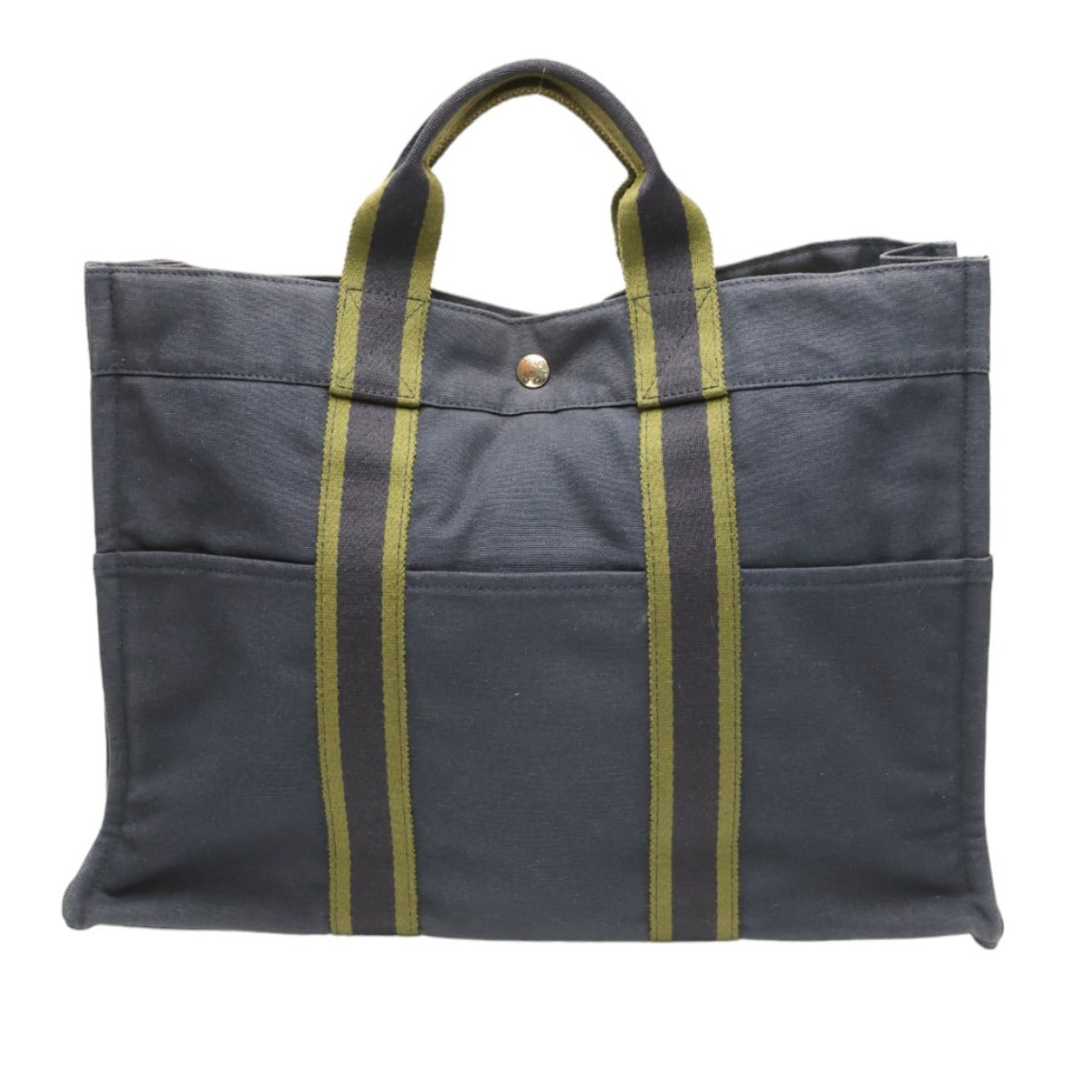 HERMES Tote Bag canvas Navy Tote Bag Fool Toe mens(Unisex) Used