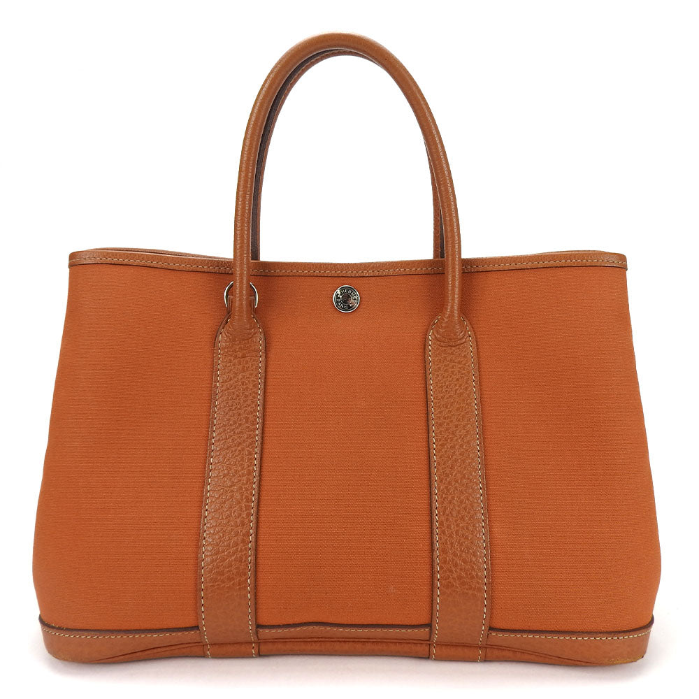 HERMES Tote Bag Canvas, Leather Orange Garden party TPM Women Used