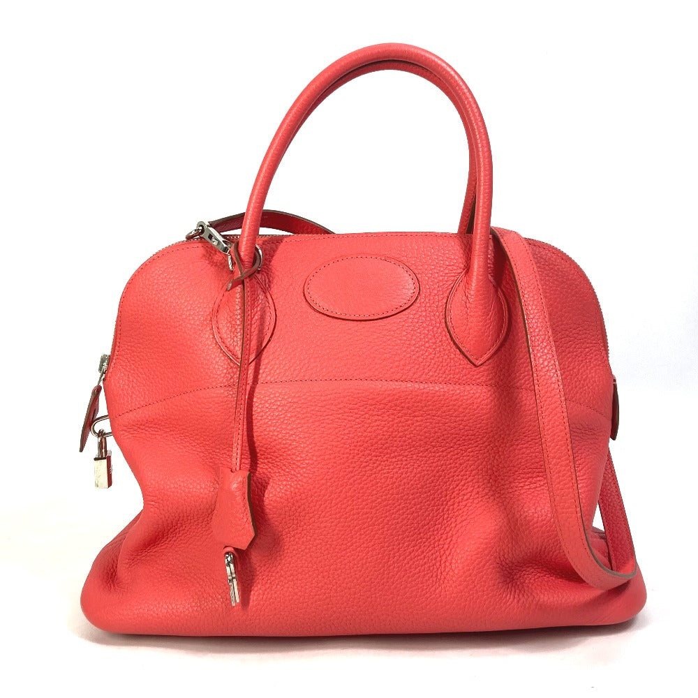 HERMES Handbag Taurillon Clemence Red Shoulder Bag Crossbody Bored 35 Women Used
