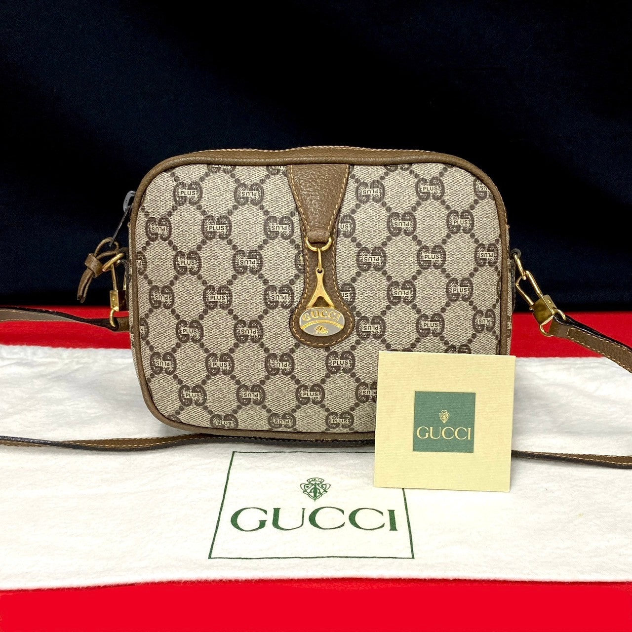 GUCCI Shoulder Bag leather Brown
