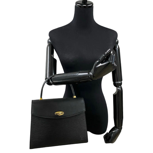 LOUIS VUITTON Handbag Epi Leather black Epi Malesherbes