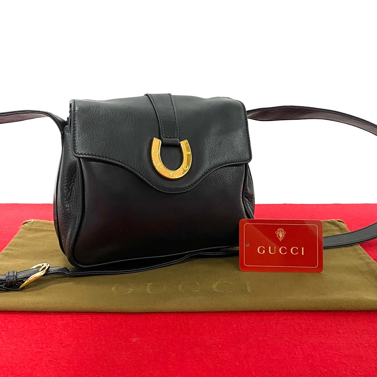 GUCCI Shoulder Bag leather black Old Gucci