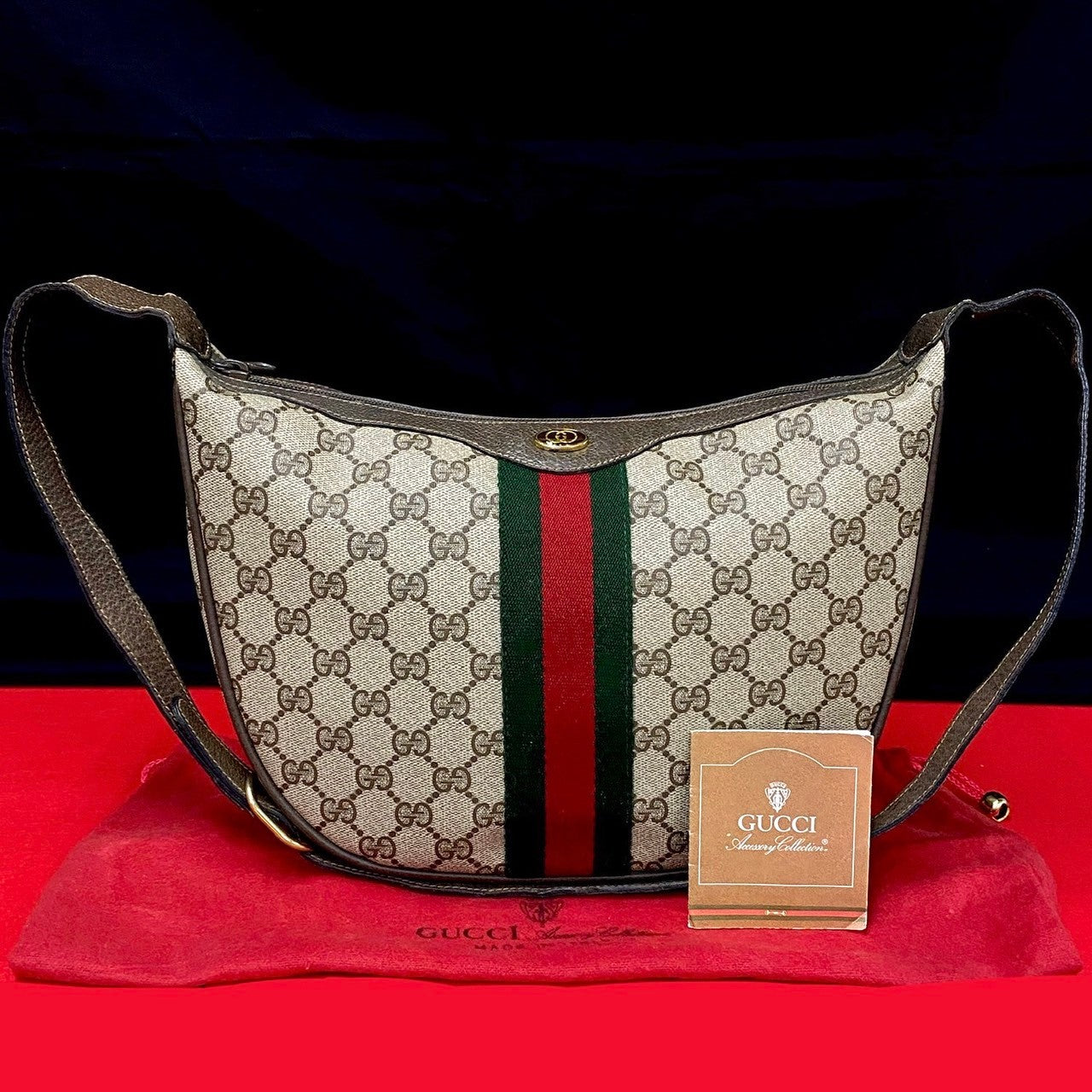GUCCI Shoulder Bag leather Brown Sherry line