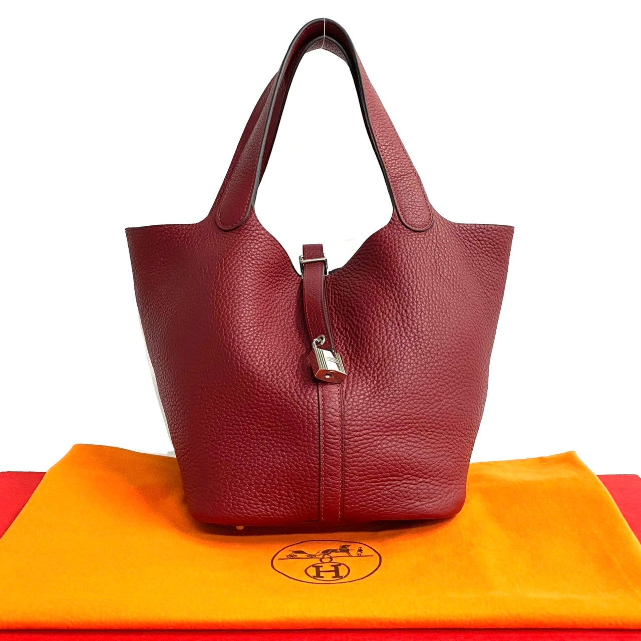 HERMES Handbag Taurillon Clemence Red Picotan lock