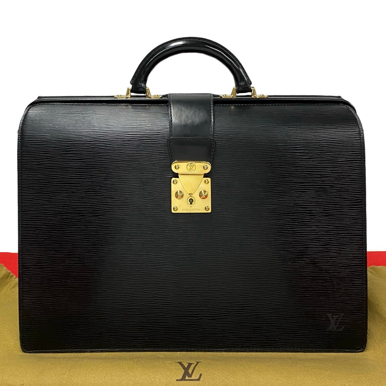 LOUIS VUITTON Business bag Epi Leather black Epi Servette Fermoir mens Used