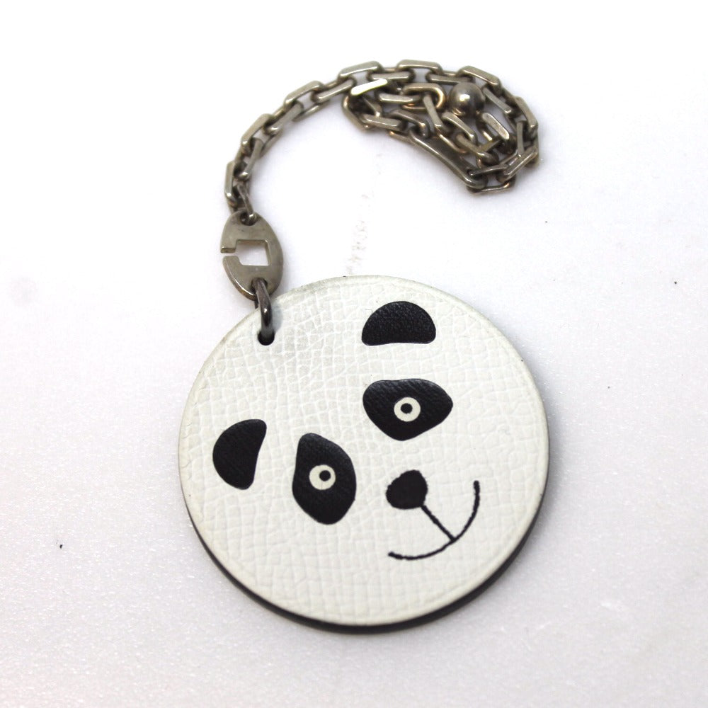 HERMES key ring Leather, SV925 white Noe Panda Animal Keychain