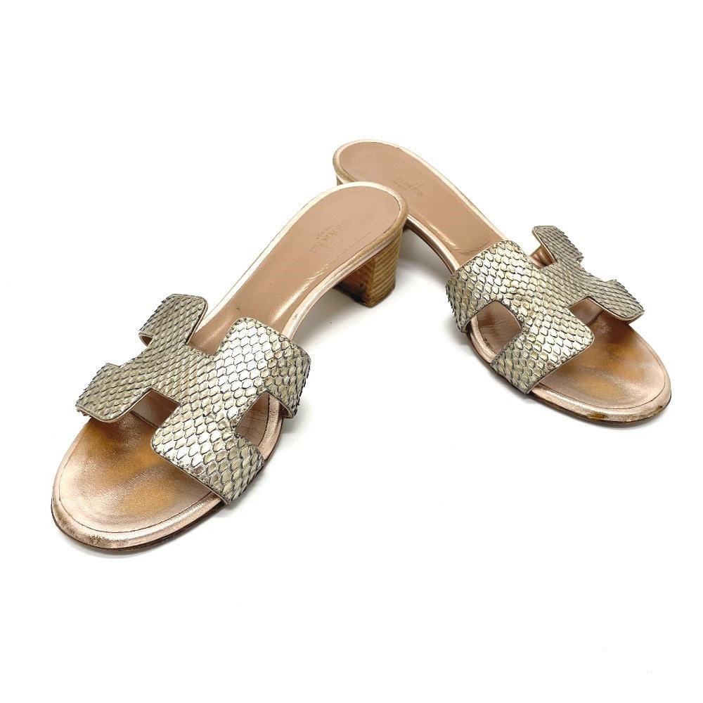 HERMES Sandals leather Beige type H motif Oasis Oasis Women 36.5 Used