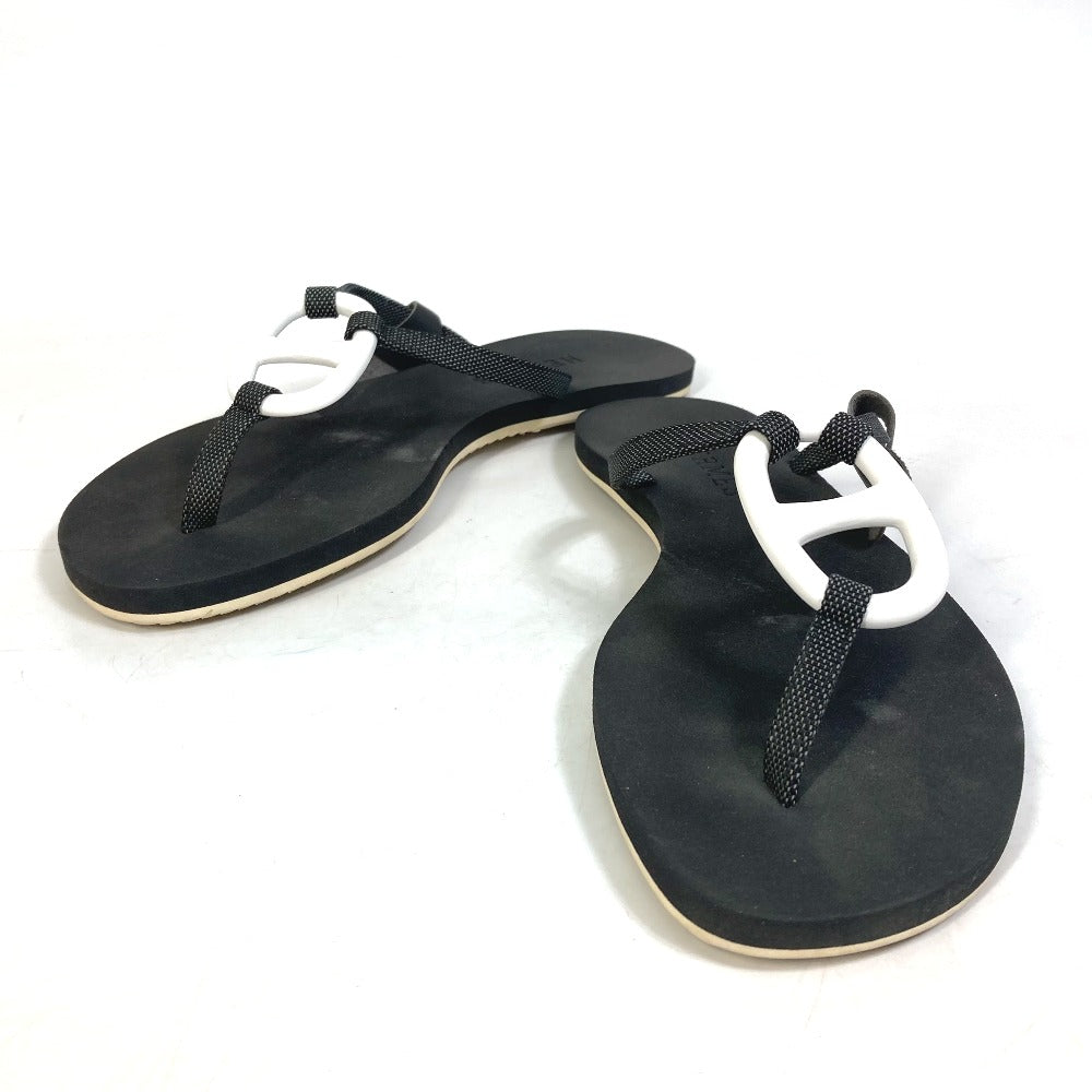 HERMES Sandals rubber black Chene Dunkle Caranella Women 37 Used