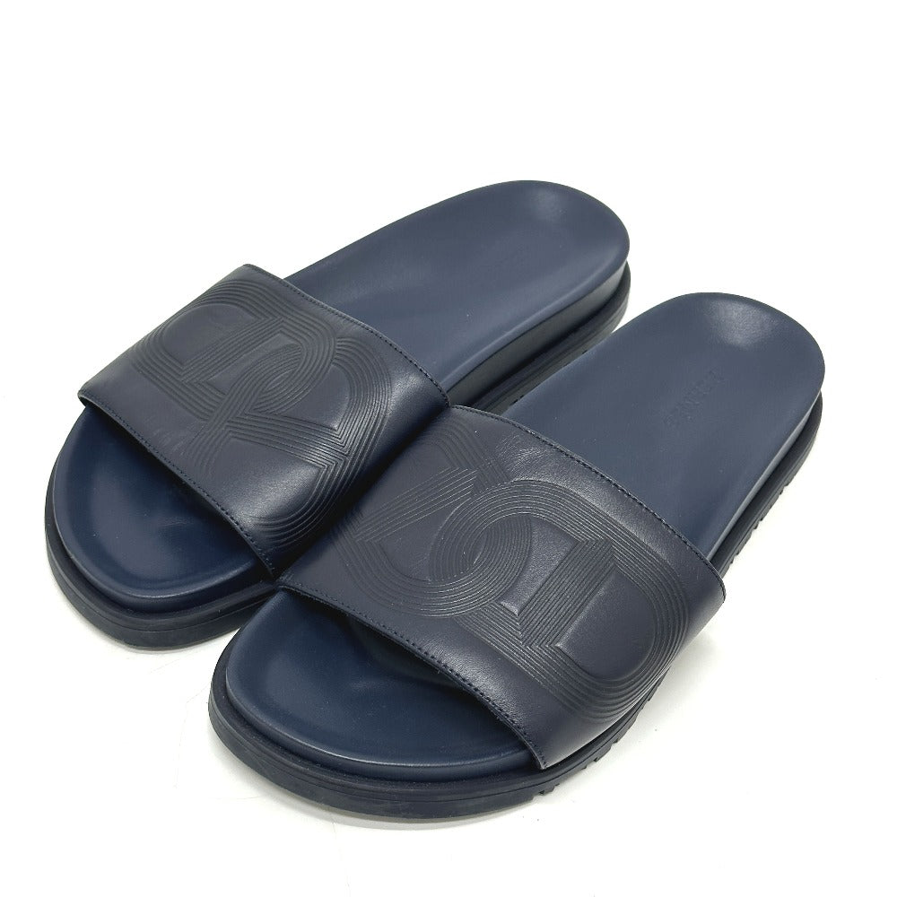 HERMES Sandals leather Navy Shoes Shower sandals Pool sandals Slide sandals Biarritz mens 41 Used