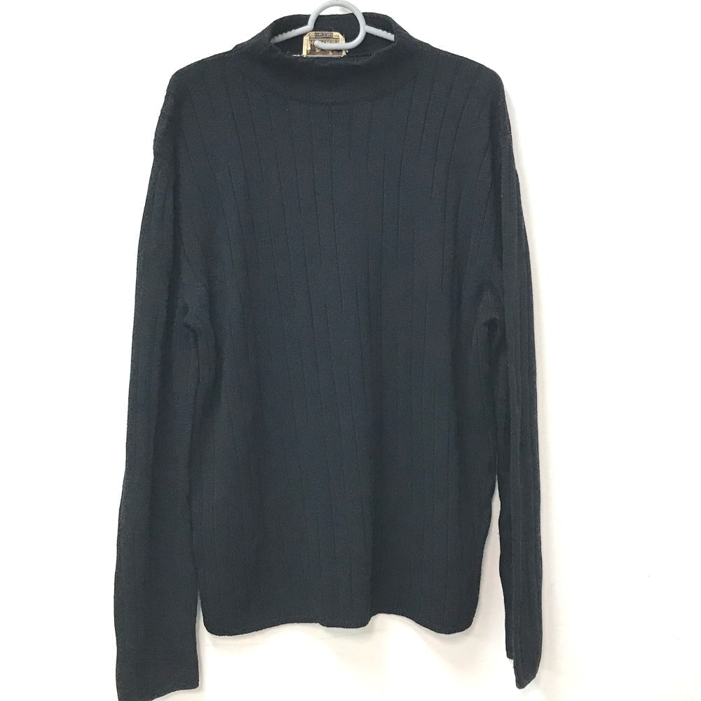 HERMES sweater Wool, Silk, Cashmere black Turtleneck Long Sleeve Apparel stripe mens L Used