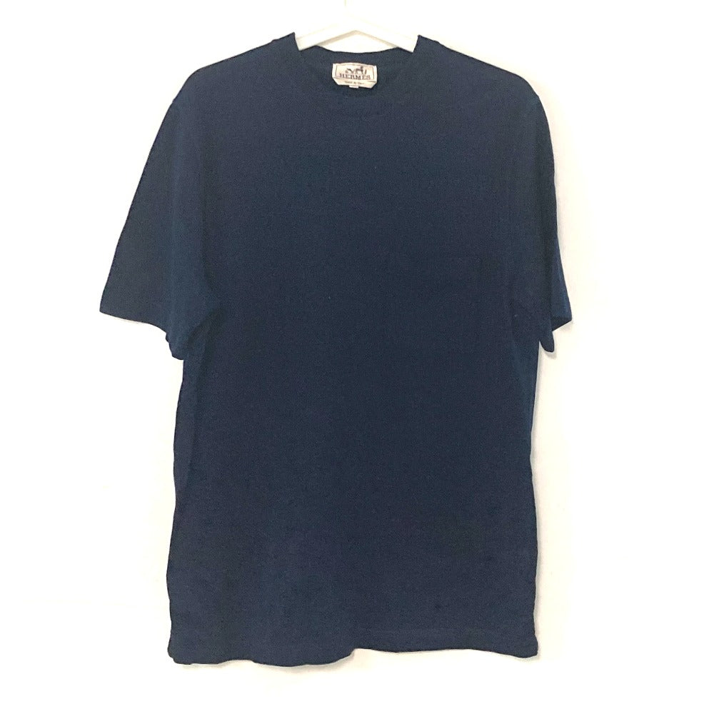 HERMES Short sleeve T-shirt cotton Navy pocket logo mens M Used