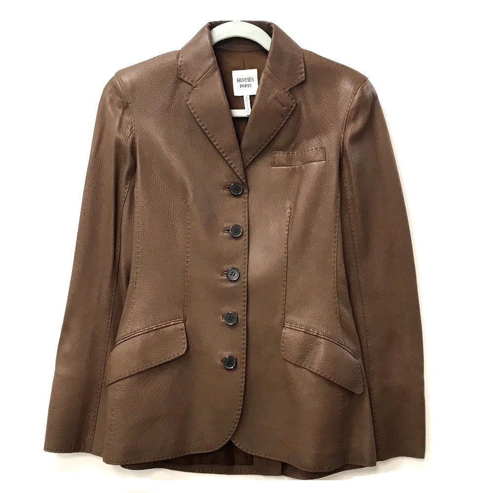 HERMES Blouson leather Brown Limited to 5 bottles worldwide apparel Women 38 Used