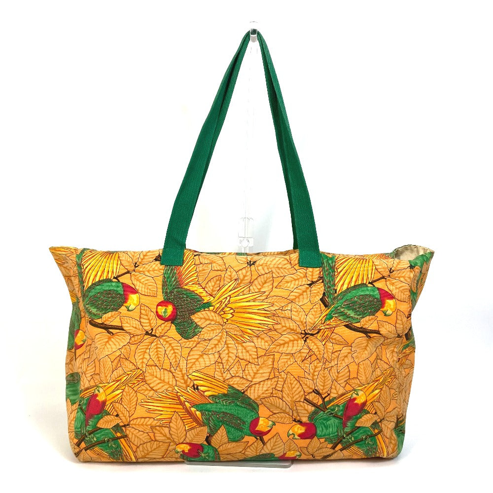 HERMES Tote Bag canvas Orange Shoulder Bag Shoulder Bag bird pattern Women Used