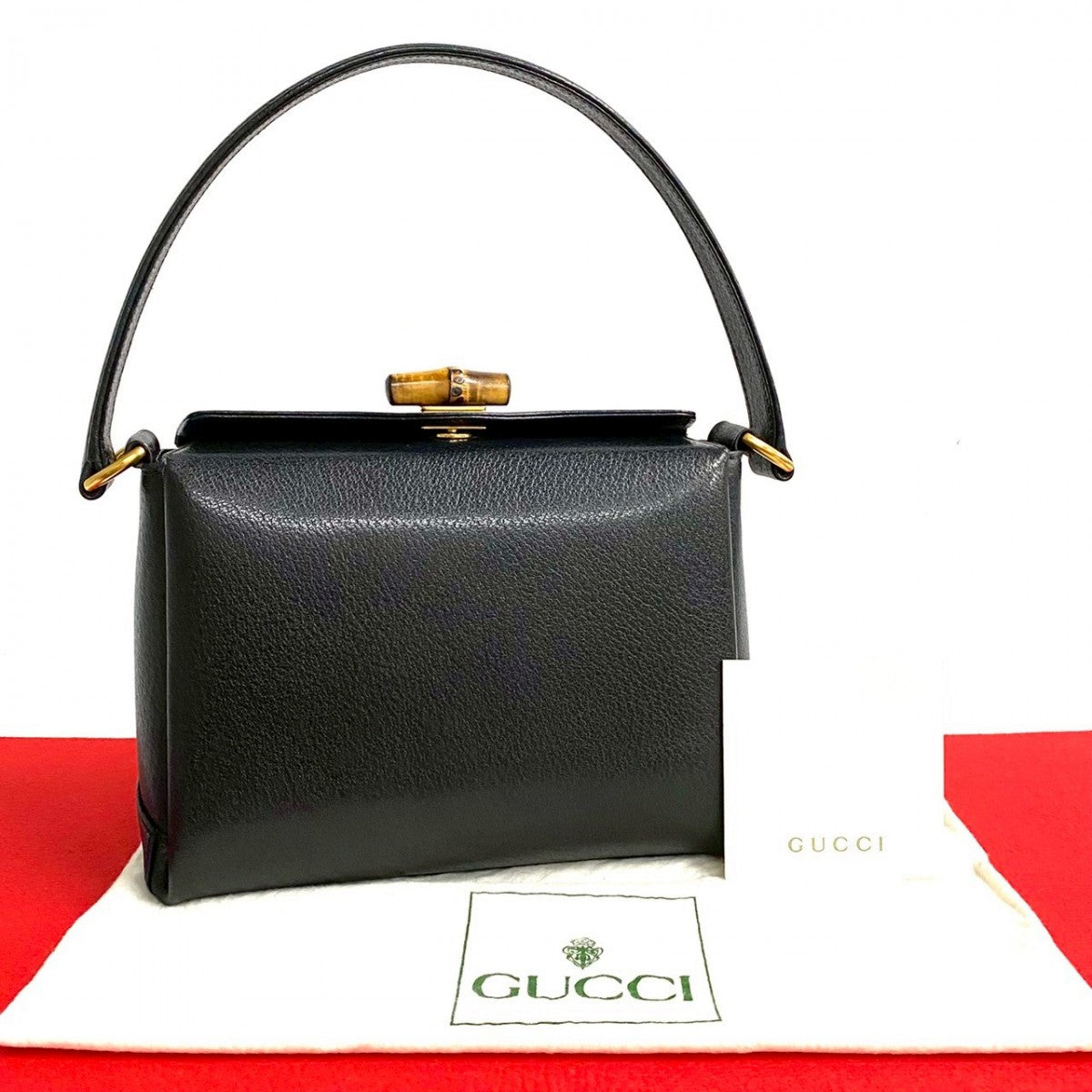 GUCCI Handbag leather black Bamboo