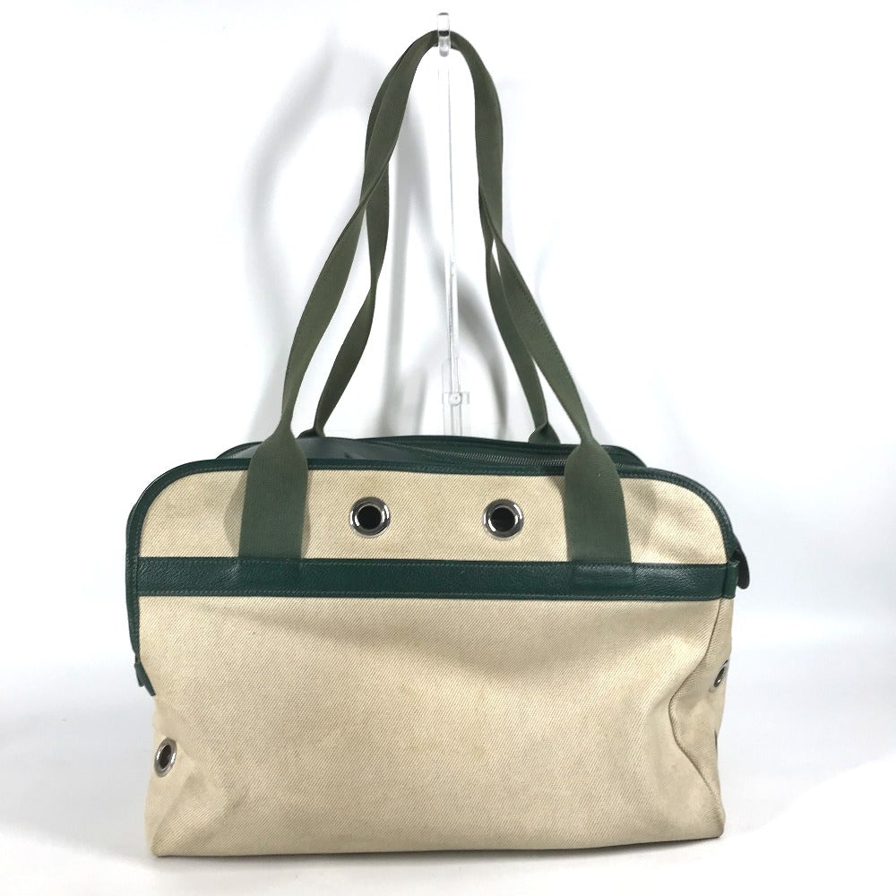 HERMES Shoulder Bag Leather , Leather/Coated Canvas beige Dog Dog Bag Sac de Transport pour Chien unisex(Unisex) Used