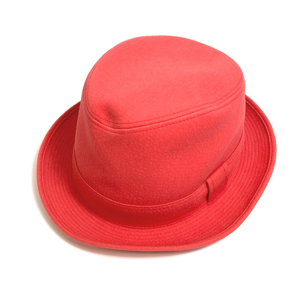 HERMES hat cotton Red Panama unisex(Unisex) 57 Used