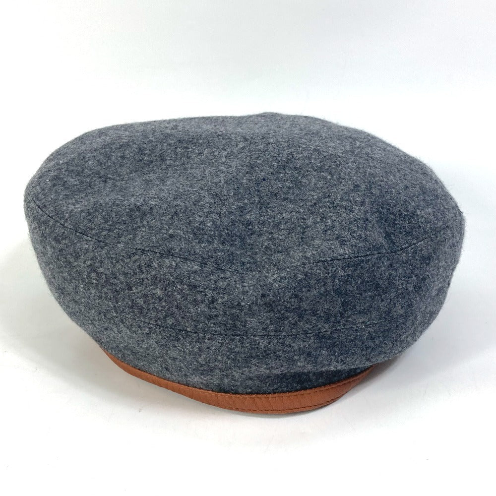 HERMES beret cashmere gray Serie button Women 58 Used