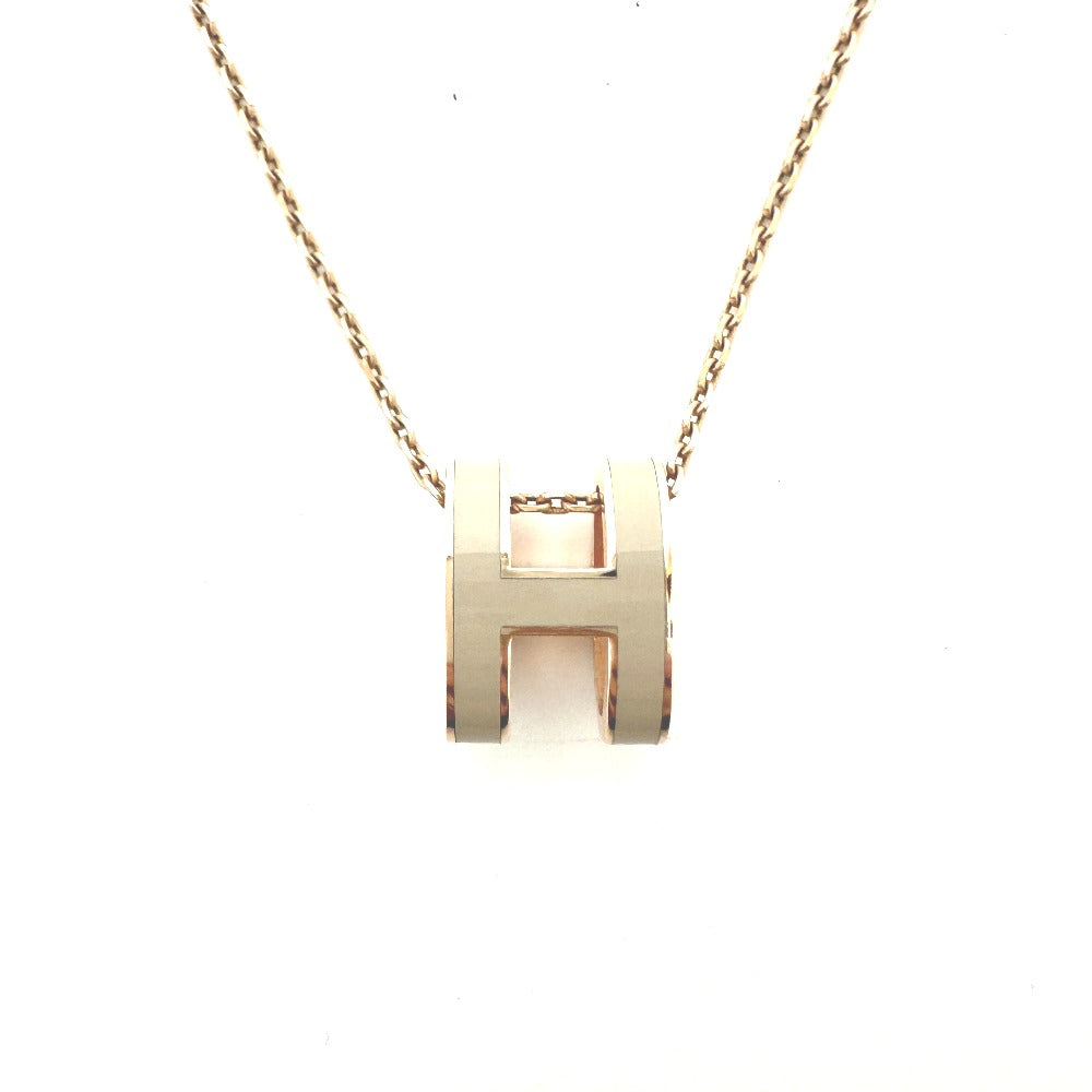 HERMES Necklace metal gold H logo pop ash