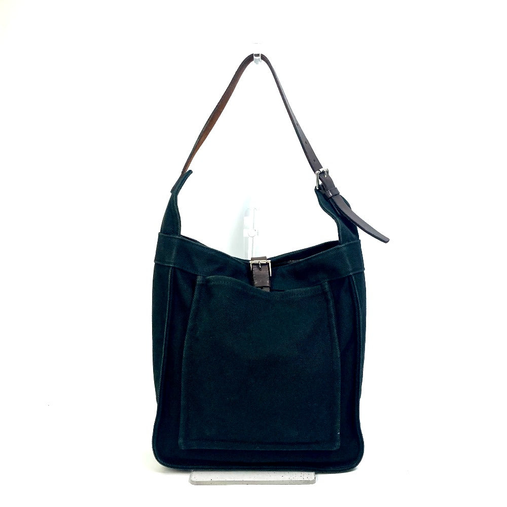 HERMES Tote Bag Canvas, Leather black Shoulder Maruwari PM Women Used