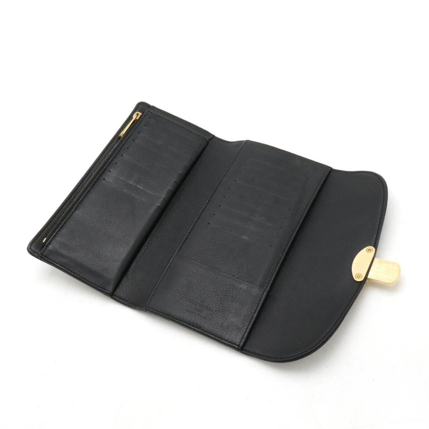 Louis Vuitton Noir Mahina Leather Leather Long Wallet (Bi-Fold)