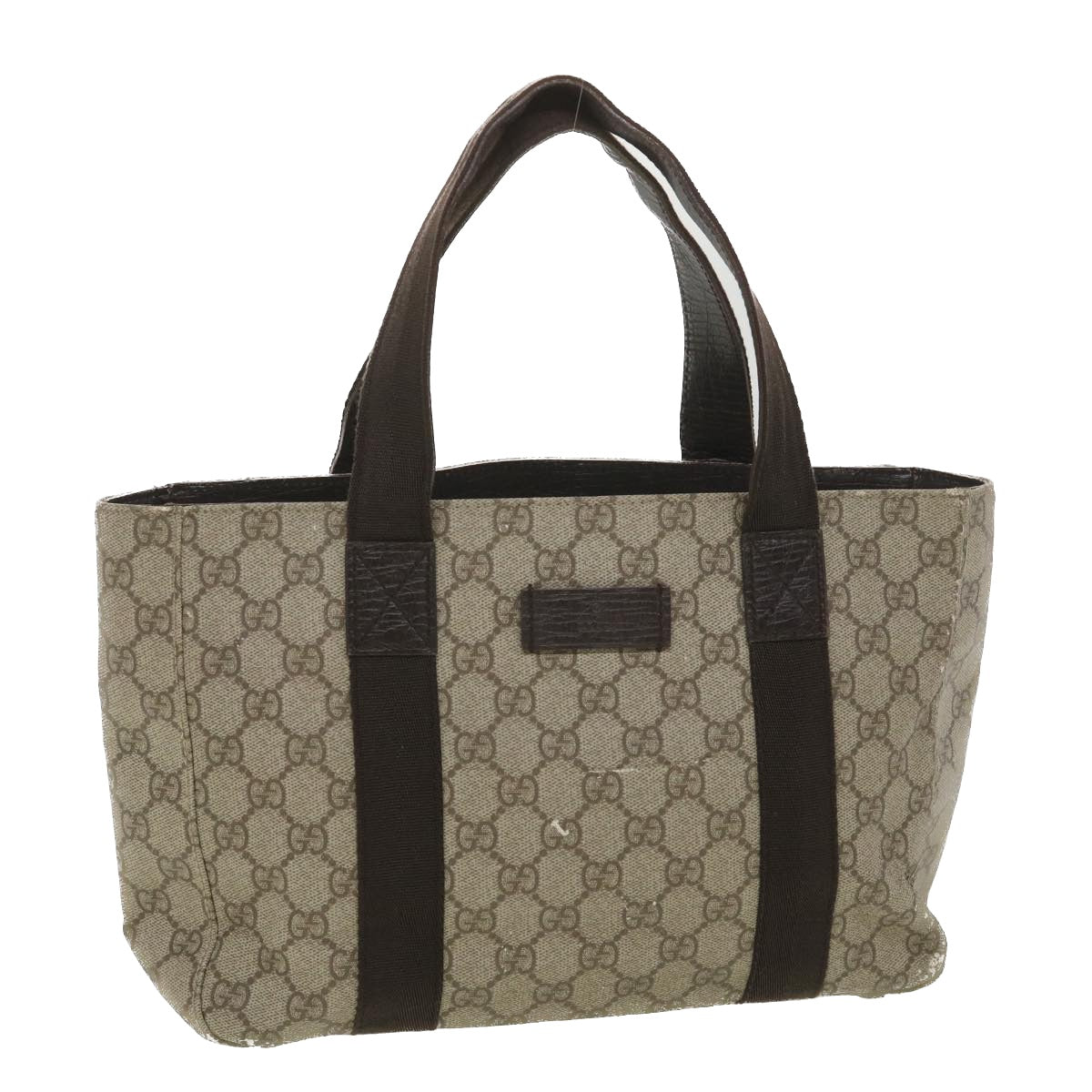 Gucci GG Canvas Hand Bag PVC Leather Beige 141976 38817