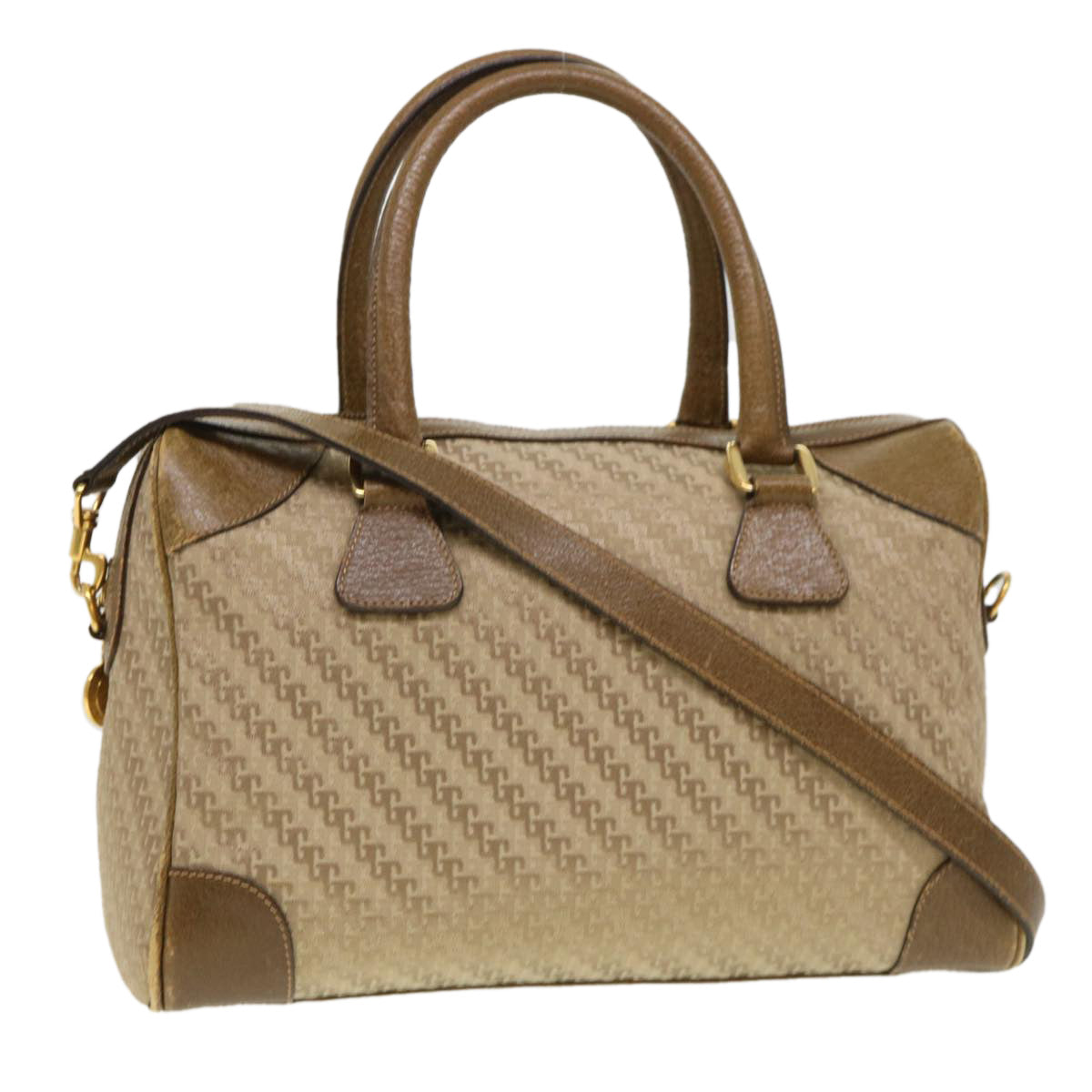 GUCCI Hand Bag Canvas 2way Beige 38861