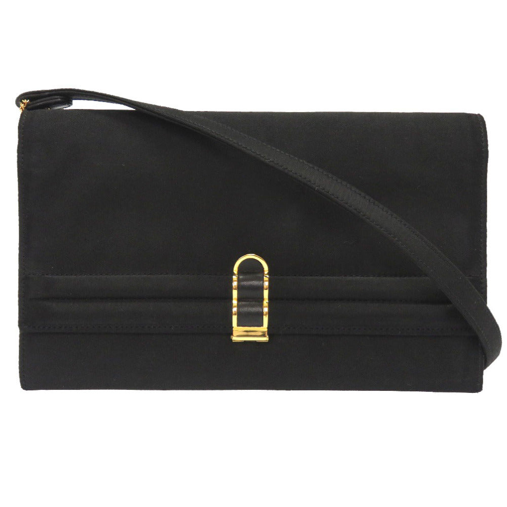 HERMES Shoulder Bag Satin black Cooktail Vintage Women Used