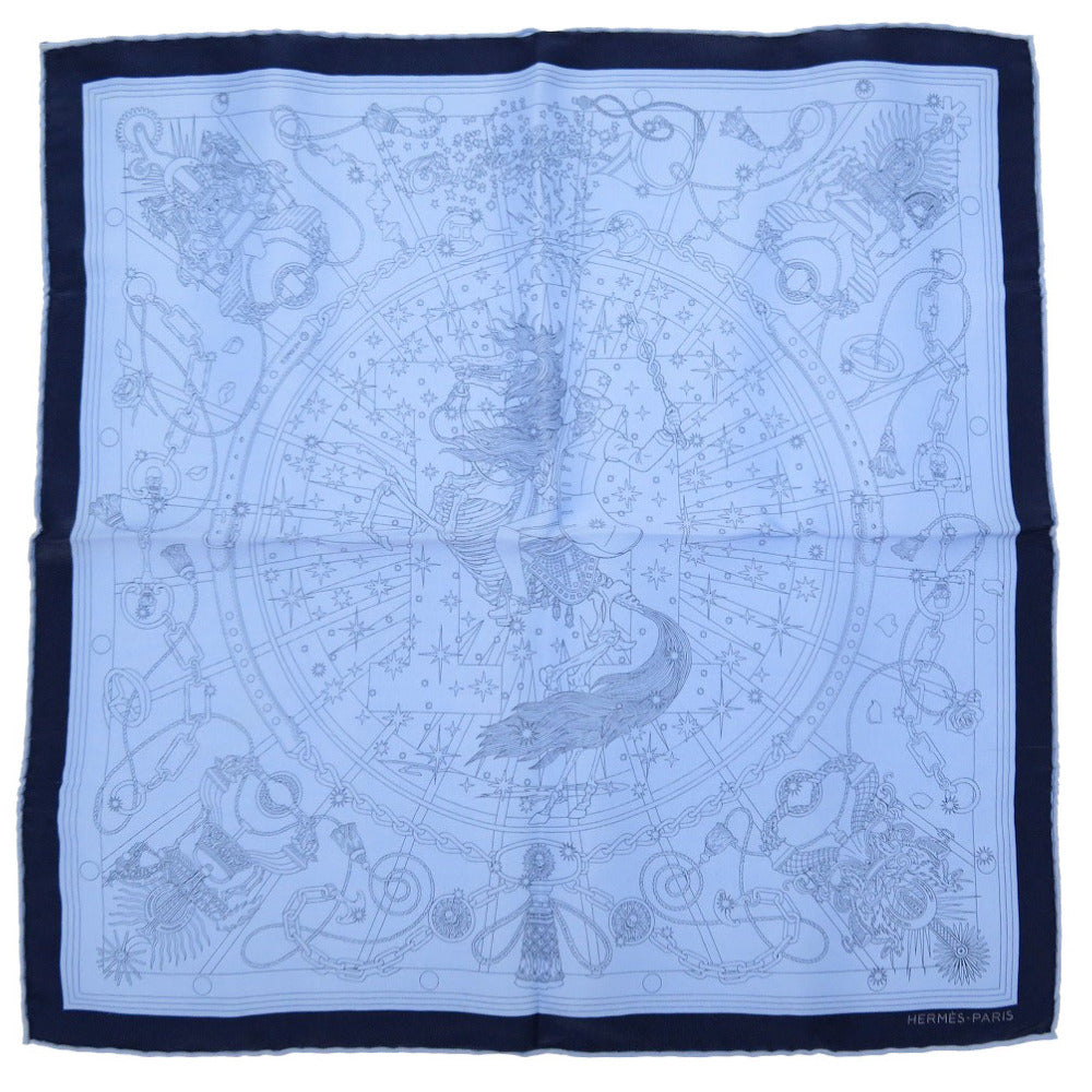 HERMES scarf silk Marin Carre45 Petit boyfriend C'est La Fete Serafit