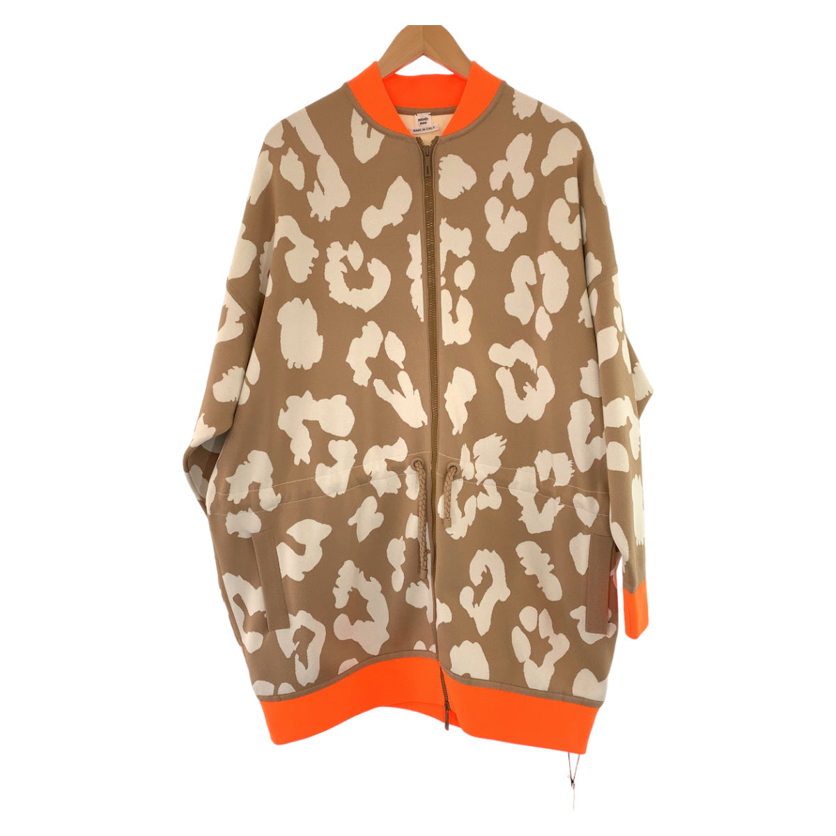 HERMES sweat 2H2816DR Silk, Polyester Brown orange Jackets Cardigans Jerseys twill laine Women 34 Used