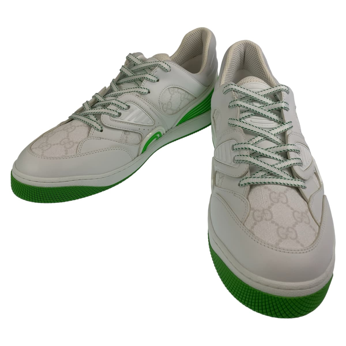 GUCCI sneakers 700290 leather White green Sneakers basketball shoes Basket GG pattern mens 11 Used