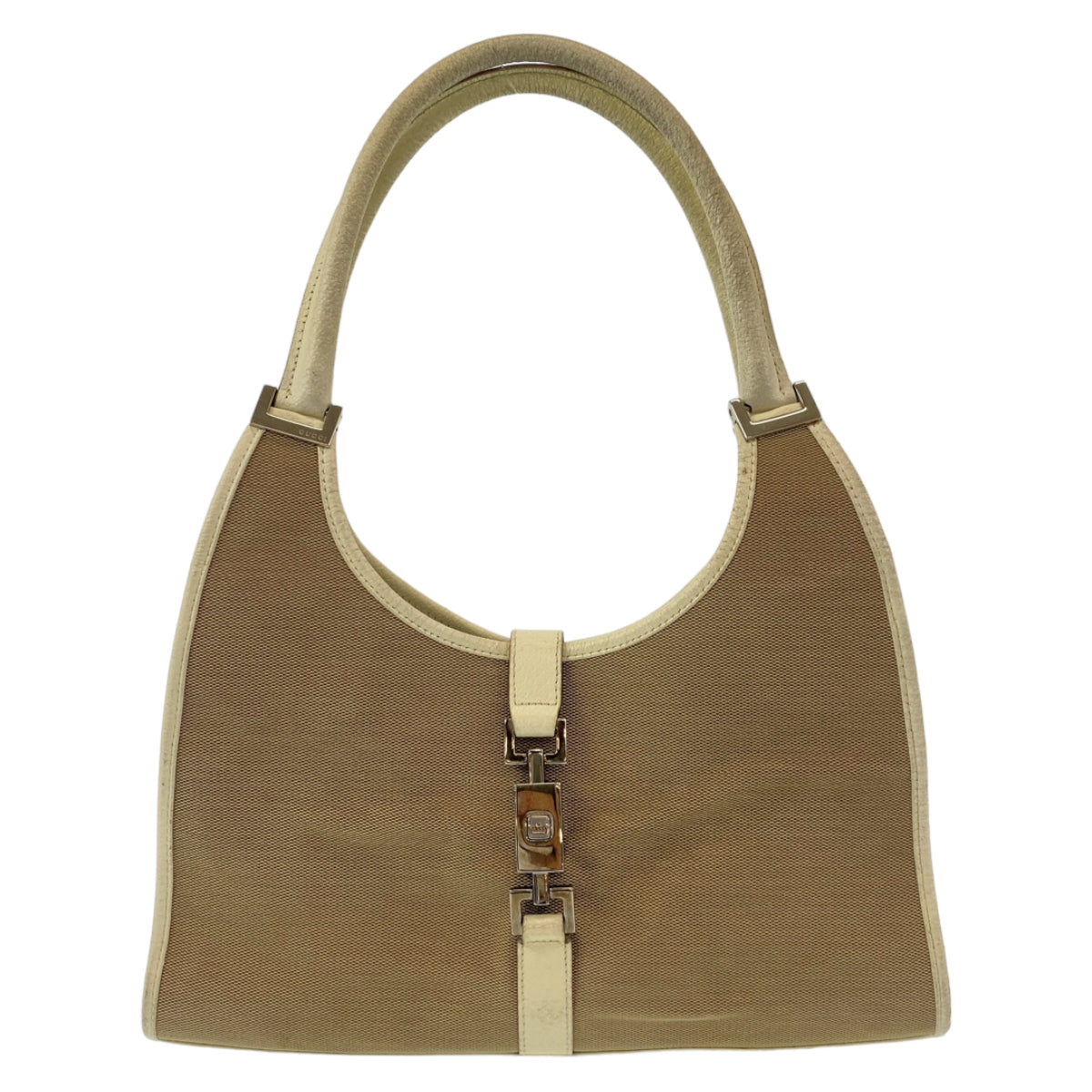 GUCCI Shoulder Bag 002 1067 canvas Beige White SilverMetal Shoulder Bag handbag Jackie Women Used