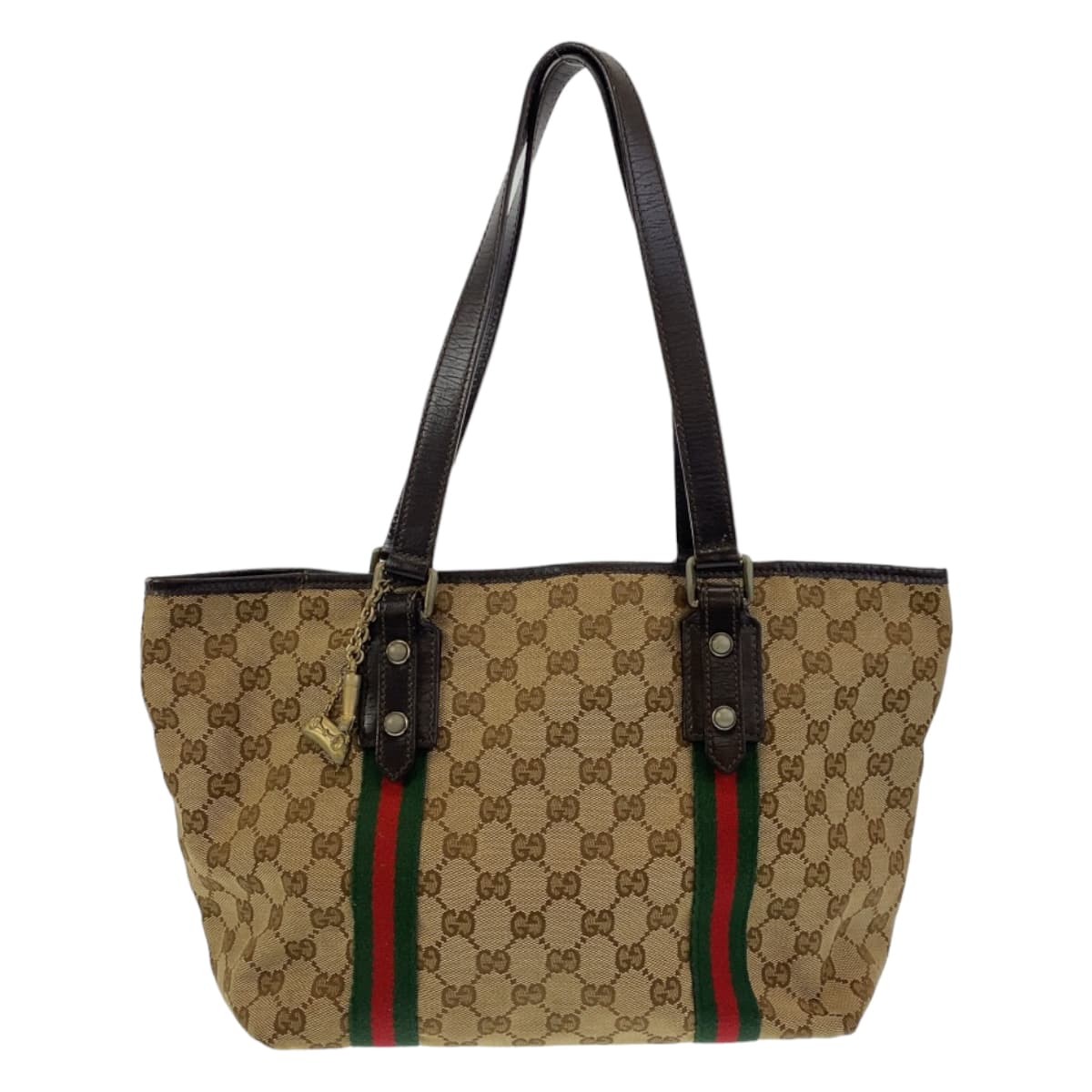 GUCCI Tote Bag 137396 GG canvas Beige multicolor Tote Bag Shoulder Bag Sherry line Women Used